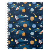 Carnet Blue Outer Space Planets Seamless Pattern (Devant)
