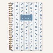 Carnet Blue Pasta Stripe Personalized Recipe (Recto)