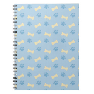 Carnet Blue Paw Print Bone Pattern