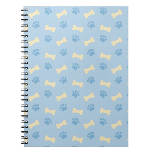 Carnet Blue Paw Print Bone Pattern (Devant)