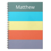 Carnet Blue Personalized Color Block Striped Notebook (Devant)