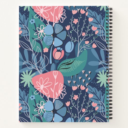 Carnet Blue Pink Abstract Floral Personalized Bible Study (Dos)