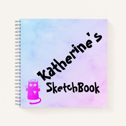 Carnet Blue Purple Ombre Funny Angel Chat Sketchbook (Devant)