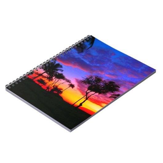 Carnet Blue Red Sunset Exotic Hawaiian Beach Palm Trees (Côté gauche)