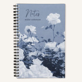 Carnet Blue Roses Floral Garden Custom Spiral Notebook (Recto)