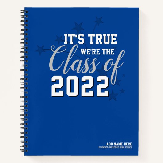 Carnet Blue School Colours Class 2022 Slogans Notebook (Devant)