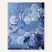 Carnet Blue Silver Bee Floral Girly Chic Nom moderne (Devant)