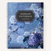 Carnet Blue Silver Bee Floral Girly Chic Nom moderne (Devant)
