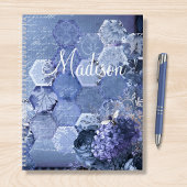 Carnet Blue Silver Bee Floral Girly Chic Nom moderne