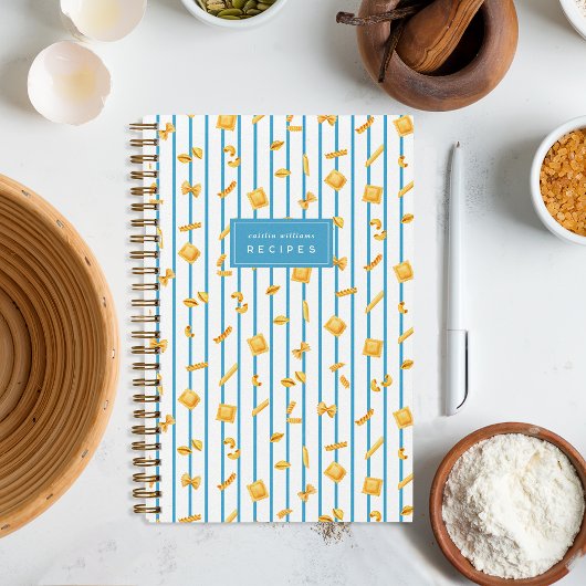 Carnet Blue Stripe | Pasta Shapes Personalized