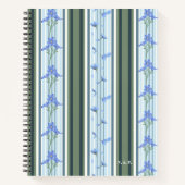 Carnet Blue Striped Floral Archive Personalized (Devant)