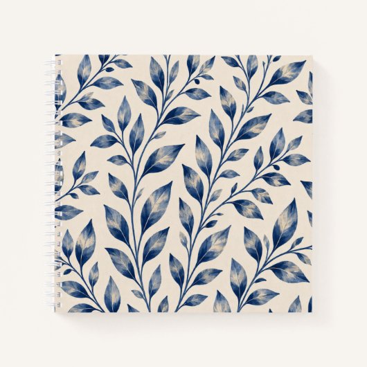 Carnet Blue Watercolor Foliage Notebook (Devant)