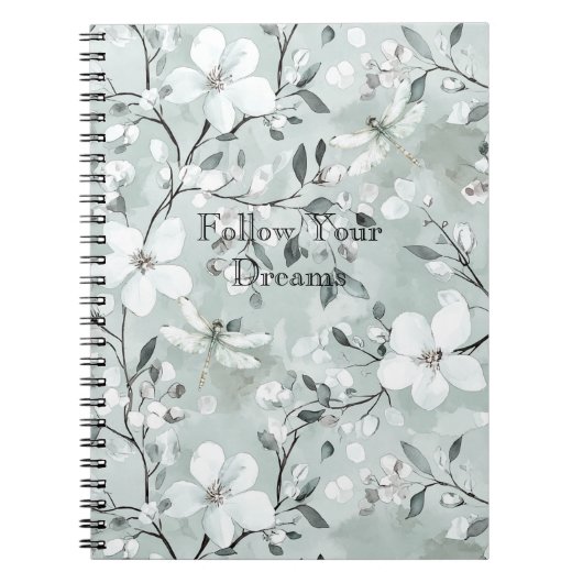 Carnet Blue White Floral Dragonflies (Devant)