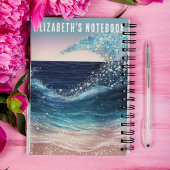 Carnet Blue White Ocean Wave Nom personnalisé Funny Spira