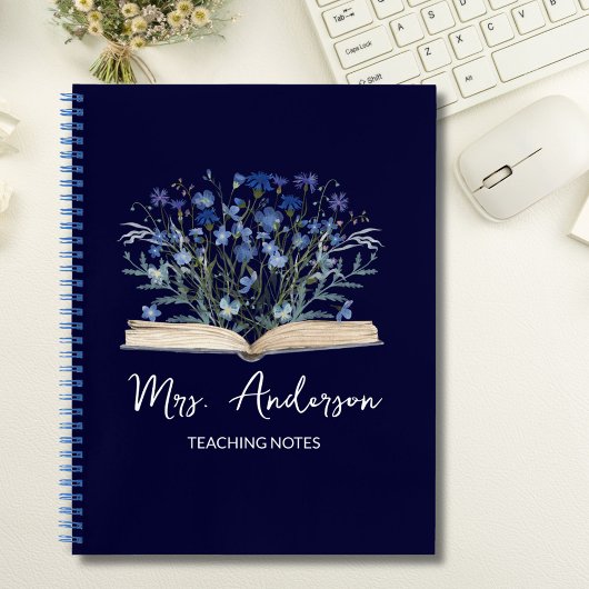 Carnet Blue Wildflowers Grow From Book Teacher Gift