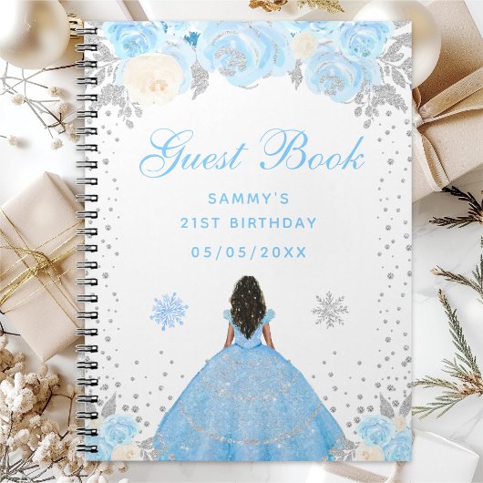 Carnet Blue Winter Dark Skin Princess Anniversaire