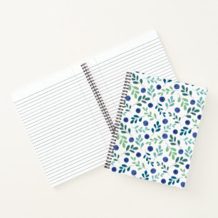 Carnet Blueberries avec Motif Feuille vert