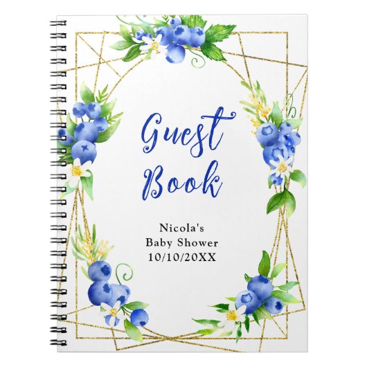 Carnet Blueberry Floral Baby Shower Guest Book (Devant)