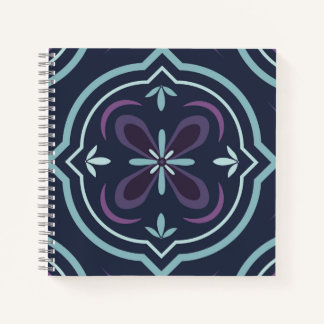 Carnet blueish floral tiling pattern