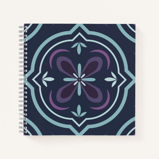 Carnet blueish floral tiling pattern (Devant)