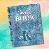 Carnet Blues colorés Nom personnalisé Sketchbook