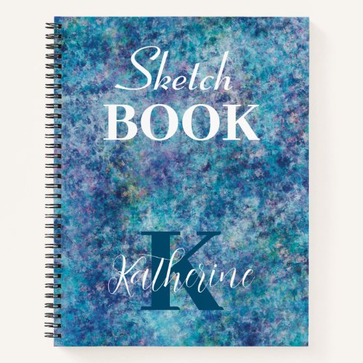 Carnet Blues colorés Nom personnalisé Sketchbook (Devant)
