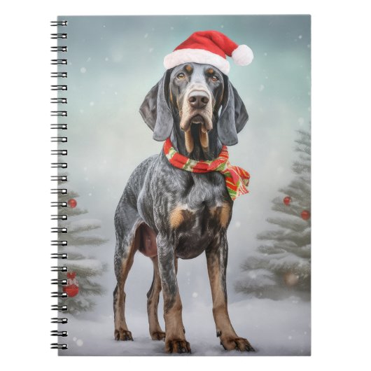 Carnet Bluetick Coonhound Dog en Noël de neige (Devant)