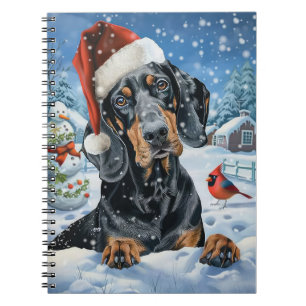 Carnet Bluetick Coonhound Dog Winter Wonderland Noël