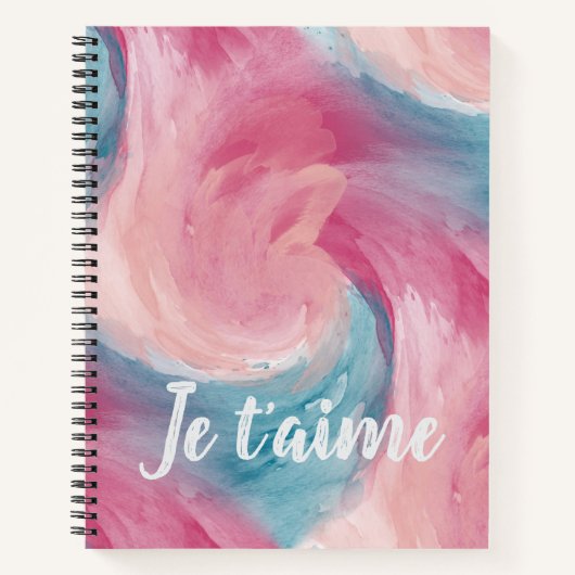 Carnet Blush Aqua Je Taime Abstrait (Devant)