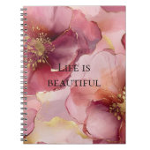Carnet Blush Doré Floral Rose Bourgogne  (Devant)