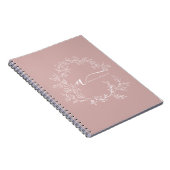 Carnet Blush Dusty Rose Écriture Moderne Féminin Monogram (Côté Droit)