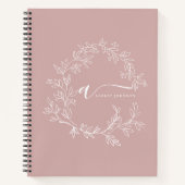 Carnet Blush Dusty Rose Écriture Moderne Féminin Monogram (Devant)