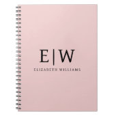 Carnet Blush Dusty rose moderne Script Girl Monogramme No (Devant)