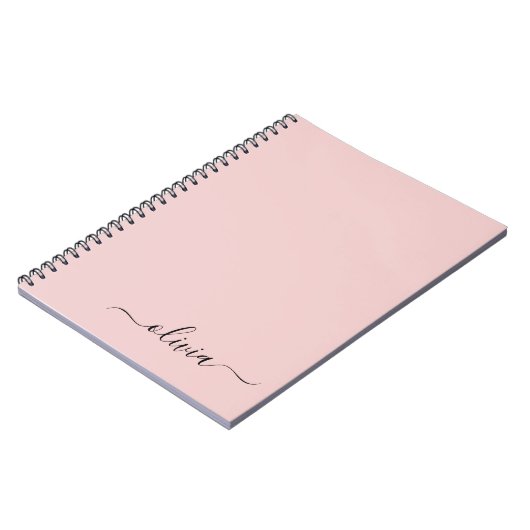 Carnet Blush Dusty rose moderne Script Girl Monogramme No (Côté gauche)