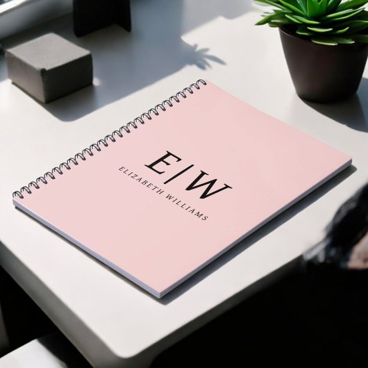 Carnet Blush Dusty rose moderne Script Girl Monogramme No