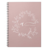 Carnet Blush Dusty rose moderne Script Girl Monogramme No (Devant)