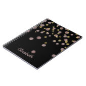Carnet Blush et doré sur fond noir avec monogramme (Côté gauche)