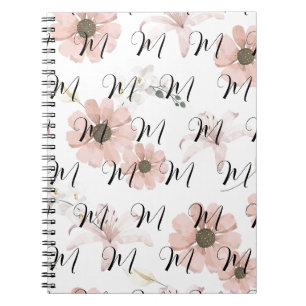 Carnet Blush Fleurs Art Monogramme Aquarelle
