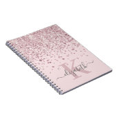Carnet Blush Glam Rose Gold Paillettes Diamant Monogramme (Côté Droit)