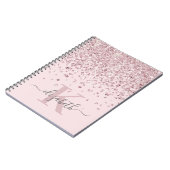 Carnet Blush Glam Rose Gold Paillettes Diamant Monogramme (Côté gauche)