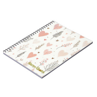 Carnet Blush Hearts & Botanical Seamless Pattern