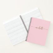 Carnet Blush Modern Girly Gold Script Monogramme Nom (Intérieur)
