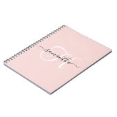 Carnet Blush Noir et Blanc Élégant Monogramme (Côté gauche)