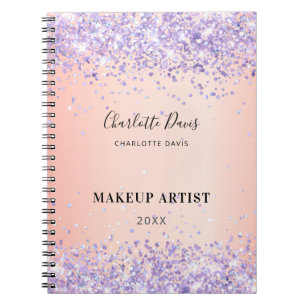 Carnet Blush pailleté violet nom signature entreprise
