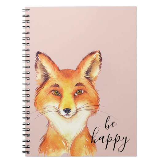 Carnet Blush Pink Be Happy Fox (Devant)
