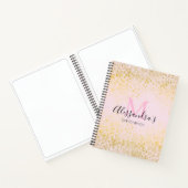 Carnet Blush Pink & Gold Sparkor Nom du monogramme (Intérieur)