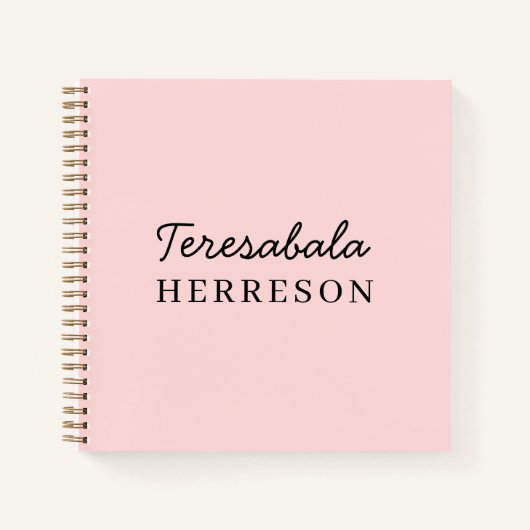 Carnet Blush Pink Modern Minimalist Monogram (Devant)