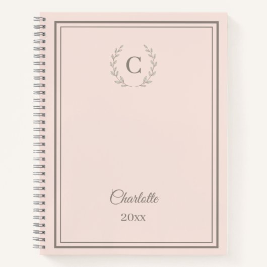 Carnet Blush Pink Monogram Personalized Quiet Luxury (Devant)