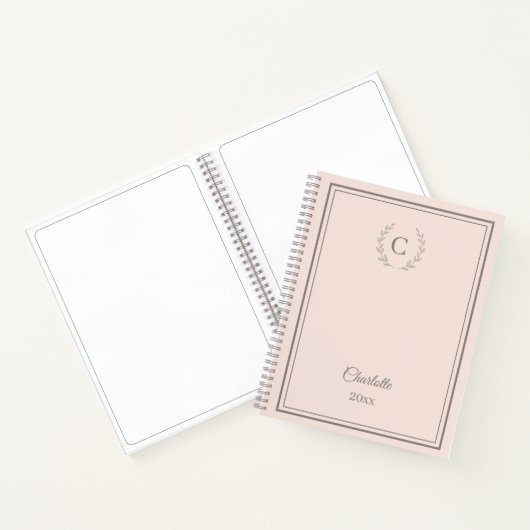 Carnet Blush Pink Monogram Personalized Quiet Luxury (Intérieur)
