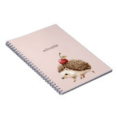 Carnet Blush Pink Red Cherry Adorable Hedgehog (Côté Droit)